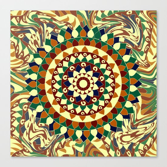 Mandala in brown and blue Canvas Print