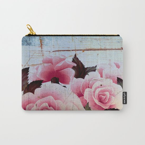 pink rose on old tile Carry-All Pouch