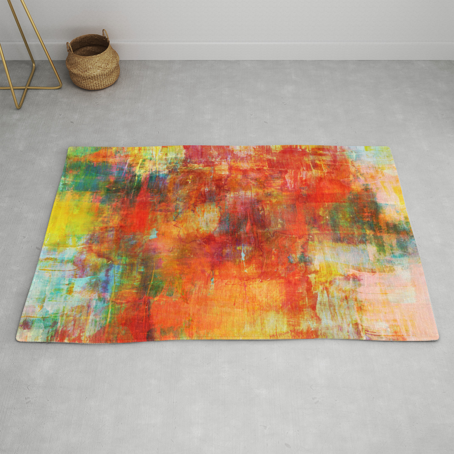 Autumn Harvest Fall Colorful Abstract, Red Orange Rug