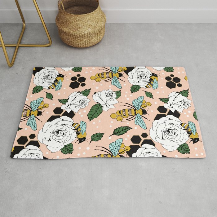 Bees on the flowers Rug
