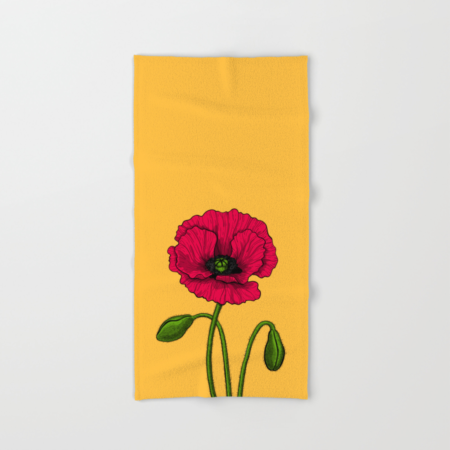 Red Poppy Drawing Hand Bath Towel By Katerinamitkova Society6