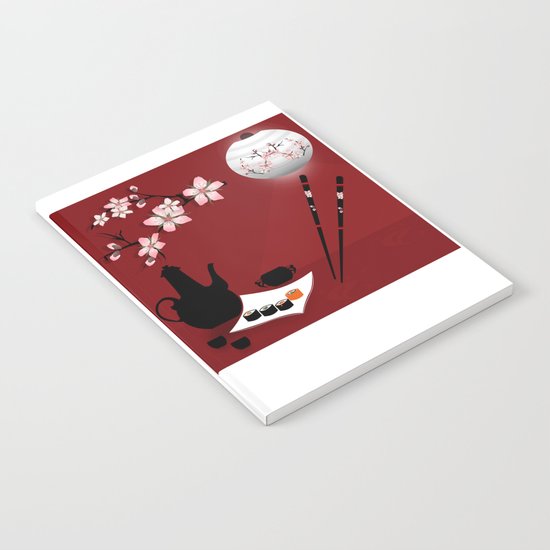 Oriental cuisine . Sushi and rolls . Notebook