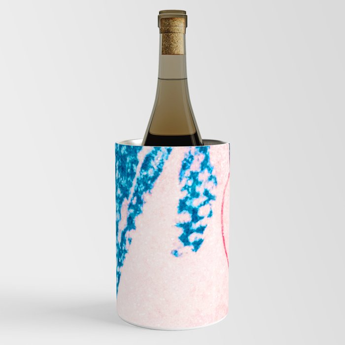 Geometric Abstract Navy Blue Teal Pink Crayon Watercolor Brushstrokes Wine Chiller