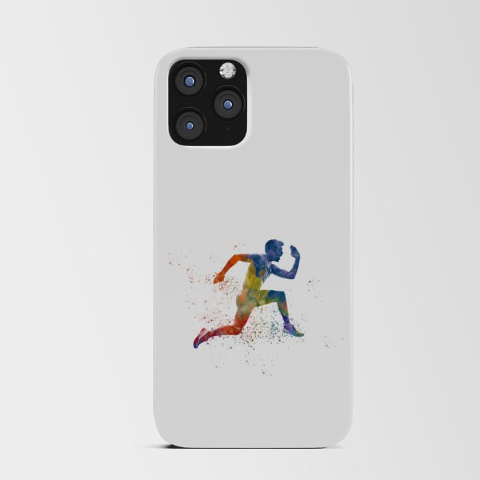 Athlete runner in watercolor iPhone Card Case