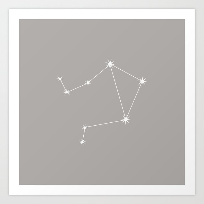 LIBRA Taupe Gray – Zodiac Astrology Star Constellation Art Print