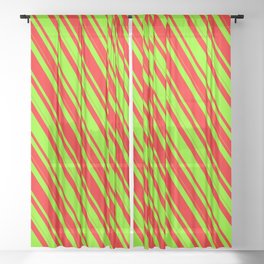 [ Thumbnail: Chartreuse & Red Colored Lines Pattern Sheer Curtain ]