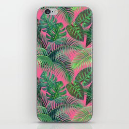 Tropical Palm Leaves On Pink iPhone Skin