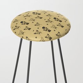 Tan and Black Hand Drawn Dog Puppy Pattern Counter Stool