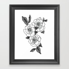 Grayscale Gardenias Framed Art Print