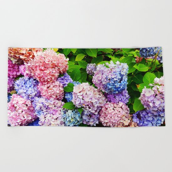 Rainbow of Flowers Beach Towel