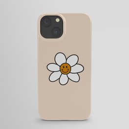 White Retro Flower Power Floral iPhone Case