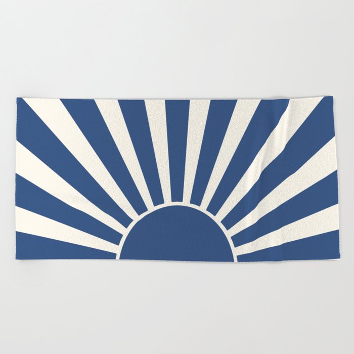 Navy blue retro Sun design Beach Towel