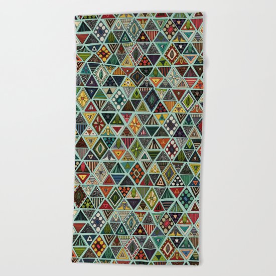 sun bear geo mint Beach Towel