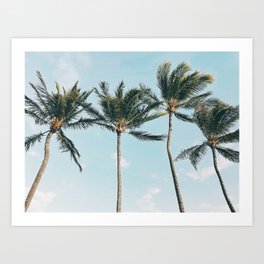 Kou Art Print | Digital, Aloha, Pastel, Palms, Hawaiian, Pacific, Cyan, Hawaii, Island, Photo 