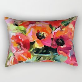 Poppies In A Glass Vase Rectangular Pillow