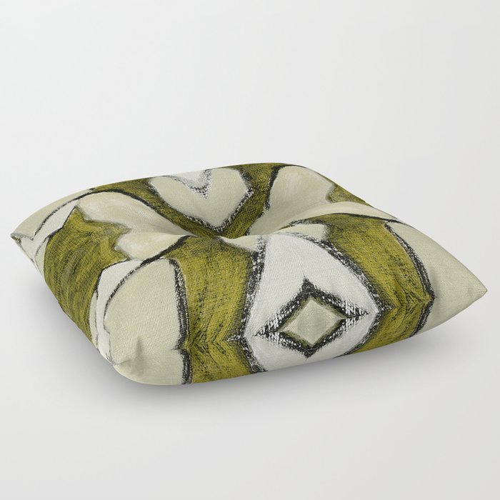 Abstract Oil Painting Pattern Ornament 2c48.4 Olive Green Floor Pillow