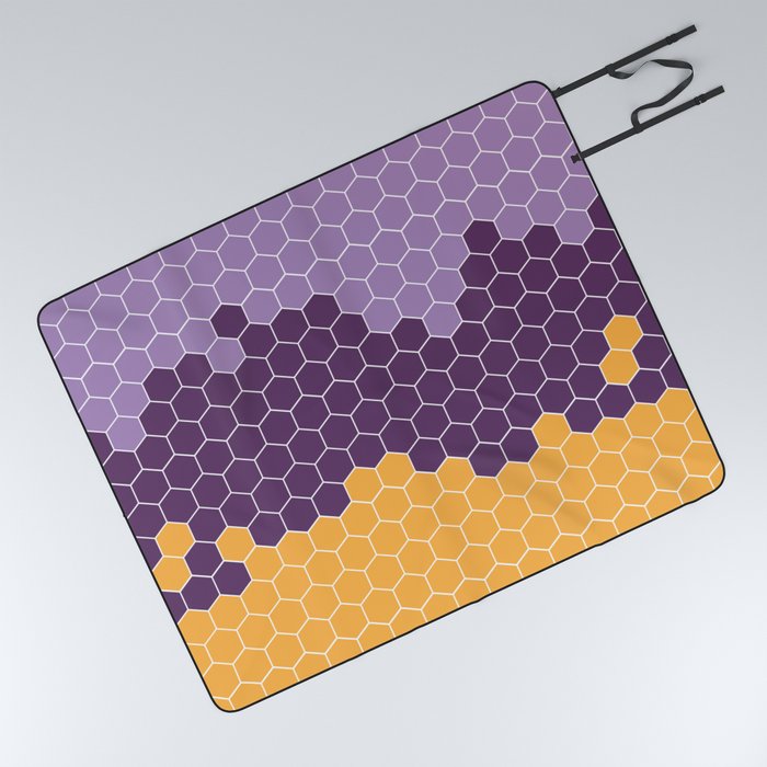 Honeycomb Purple Violet Yellow Hive Picnic Blanket