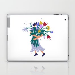 Girl with flowers Laptop & iPad Skin