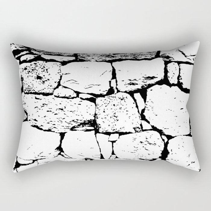 Abstract old stone wall black and white Rectangular Pillow