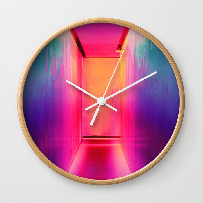 Neon Hallway (Color) Wall Clock