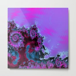 Macey’s Garden purple fuchsia teal fractal design Metal Print