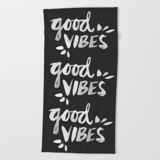 Good Vibes – White Ink Beach Towel