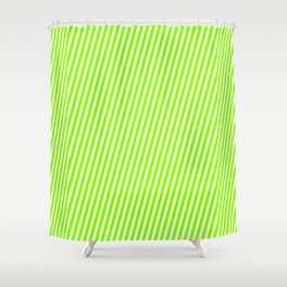 [ Thumbnail: Light Yellow and Chartreuse Colored Lined Pattern Shower Curtain ]