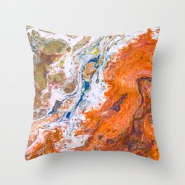 Orange Crush Acrylic Pour Painting Throw Pillow