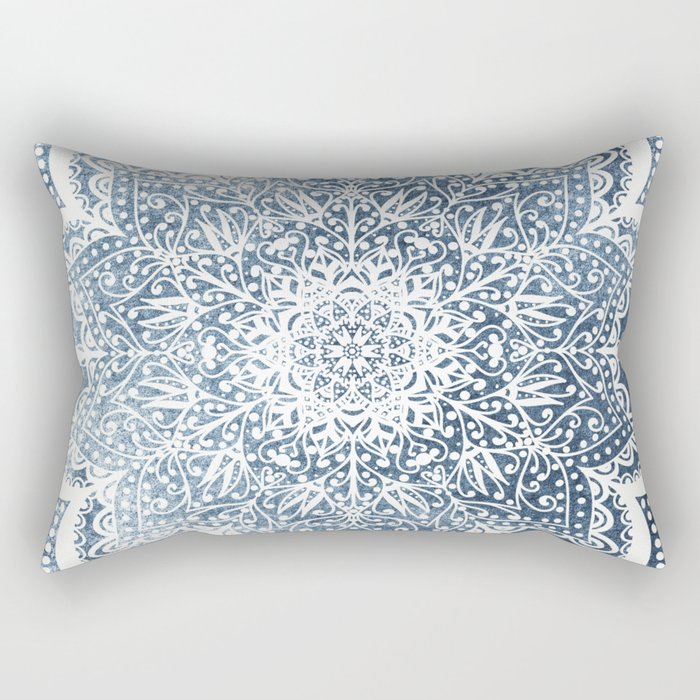 BLUEISH SEA FLOWER MANDALA Rectangular Pillow