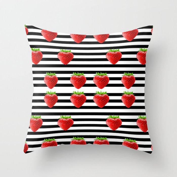 Stripes Strawberry Collection Throw Pillow