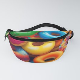 Colorful donuts orange, yellow, pink, blue and green Fanny Pack