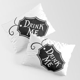 "Drink Me" Alice in Wonderland styled Bottle Tag Design in Black & White Pillow Sham