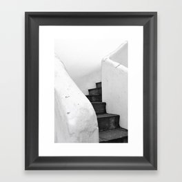 Black and White Stairs Framed Art Print