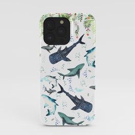 floral shark pattern iPhone Case
