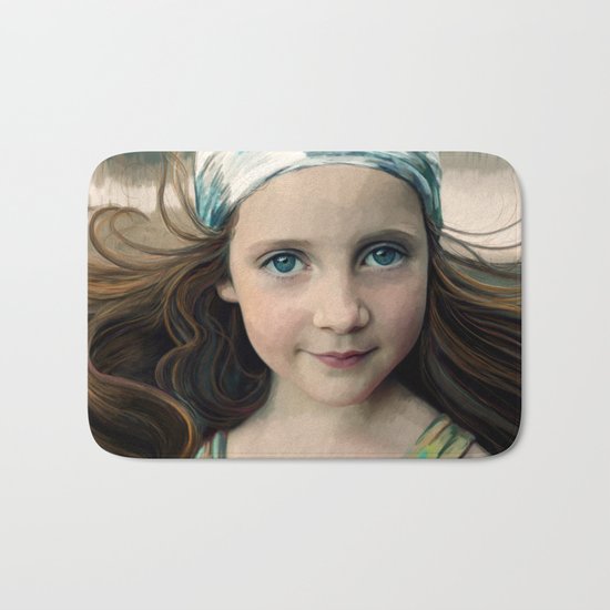 Dancer at Dusk - portrait painting of a young girl Bath Mat