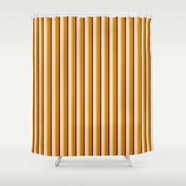 [ Thumbnail: Tan, Dark Red, Dark Goldenrod, and Brown Colored Lines/Stripes Pattern Shower Curtain ]