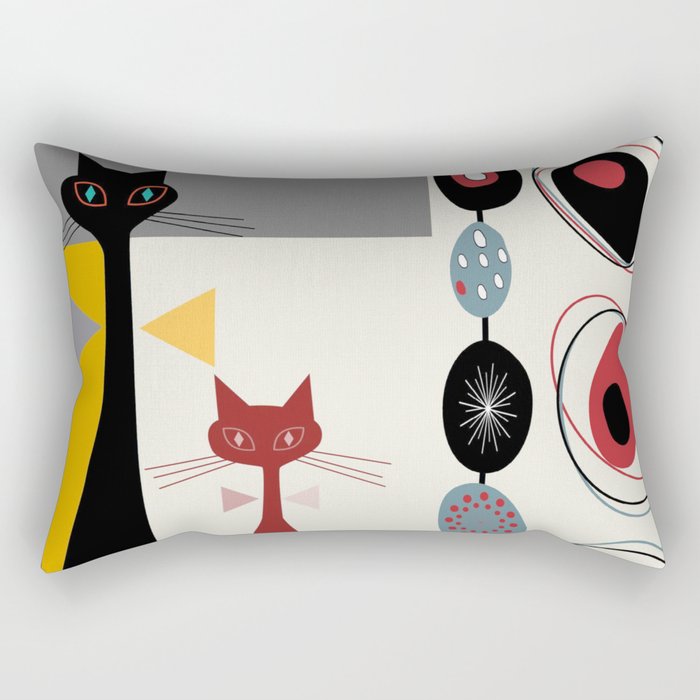 Mid-Century Modern Art Cats Rectangular Pillow