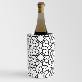 Beautiful Pattern #30 Arabic Geometry Black over White  Wine Chiller
