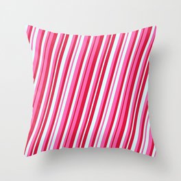 [ Thumbnail: Hot Pink, Crimson, and Light Cyan Colored Lines Pattern Throw Pillow ]