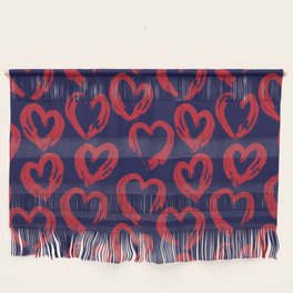 Red Navy Heart shaped Valentine’s Day seamless pattern background Wall Hanging