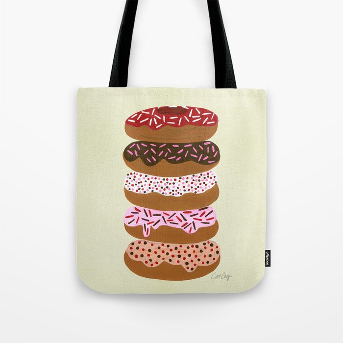 Stacked Donuts on Cream Tote Bag