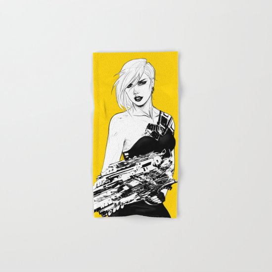Arbitrary - Badass girl with gun in comic and pop art style Hand & Bath Towel