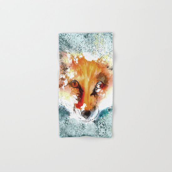 Wild wild Fox - Animal in the forest- watercolor illustration Hand & Bath Towel