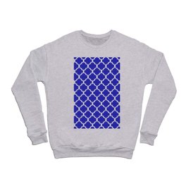 Moroccan Trellis (White & Navy Blue Pattern) Crewneck Sweatshirt