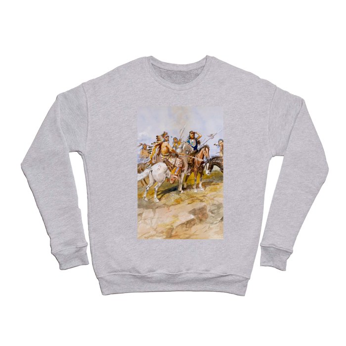 Approach of the White Men, 1897 by Charles Marion Russell Crewneck Sweatshirt