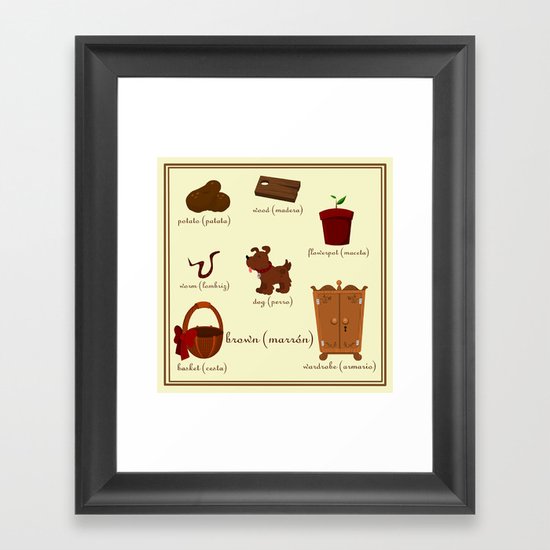 Colors: brown (Los colores: marrón) Framed Art Print