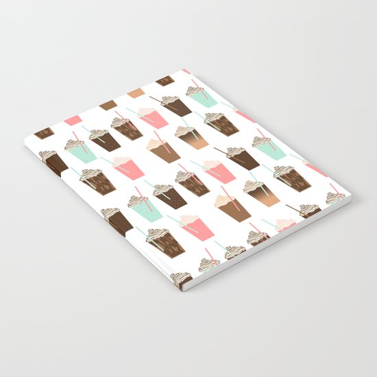 Iced Coffee - latte mocha coffee cafe summer cappuccino dessert sweet treat caramel pattern Notebook