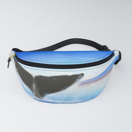 Whale tail on ocean with an island Fanny Pack