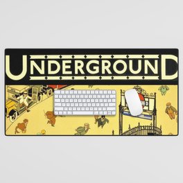 Vintage Lure of the London Underground Subway Travel Advertisement Poster Desk Mat