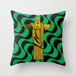 Cristo Redentor - Indio - conceptual - modern - green and yellow Throw Pillow